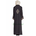 Front open abaya with embroidery- Charcoal grey Front open abaya with embroidery- Charcoal grey
